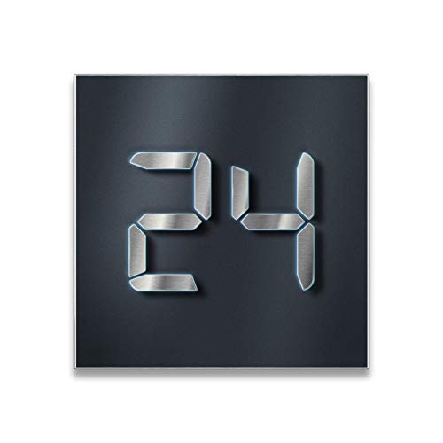 Metzler LED Hausnummer - 20x20cm - 3D Taschenrechner Design - Edelstahl massiv & nicht rostend - LED-Beleuchtung - alle Zahlen - direkt vom Hersteller (20 x 20 cm, matt) von Metzler