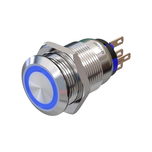 Metzler - Druckschalter 19mm - LED Ringbeleuchtung Blau - IP67 IK10 - Edelstahl - Flach - Lötkontakte Metzler - Druckschalter 19mm - LED Ringbeleuchtung Blau - IP67 IK10 - Edelstahl - Flach - Lötkontakte von Metzler