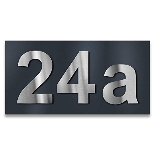Metzler Hausnummernschild mit 3D Effekt Arial - in Anthrazit (RAL 7016) - Rostfreie und Witterungsbeständige Materialien - Inklusive Montagematerial - 38,5 x 20 cm (3-stellig) von Metzler