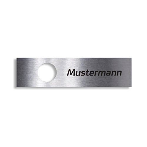 Metzler® Namensschild Ersatz für Türklingel mit Lasergravur und wechselbarer Beschriftung Silber Edelstahl 140x36 mm witterungsbeständig langlebig für Haustür oder Klingeltaster von Metzler