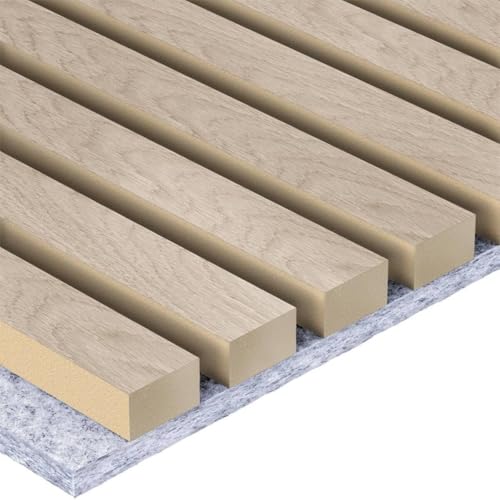 Metzler® Akustikpaneele 2er Set 60 x 60 cm Wandpaneele Echtholz Furnier Eiche Klassisch 9 mm dick PET-Filz Grau schallabsorbierend modular nachhaltig schwer entflammbar Baustoffklasse B langlebig pfle von Metzler