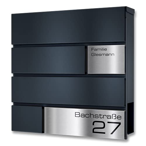 Metzler Briefkasten in Anthrazit Modell G - Pulverbeschichtung in RAL 7016 Feinstruktur Matt - Postkasten mit Gravur und Edelstahl Namensschild - Zur Wand-Montage - Größe: 37 x 37 x 10,5 cm Metzler Briefkasten in Anthrazit Modell G - Pulverbeschichtung in RAL 7016 Feinstruktur Matt - Postkasten mit Gravur und Edelstahl Namensschild - Zur Wand-Montage - Größe: 37 x 37 x 10,5 cm von Metzler