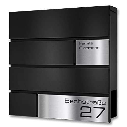 Metzler Briefkasten in schwarz Modell G - Pulverbeschichtung in RAL 9005 Feinstruktur Matt - Postkasten mit Gravur und Edelstahl Namensschild - Zur Wand-Montage - Größe: 37 x 37 x 10,5 cm Metzler Briefkasten in schwarz Modell G - Pulverbeschichtung in RAL 9005 Feinstruktur Matt - Postkasten mit Gravur und Edelstahl Namensschild - Zur Wand-Montage - Größe: 37 x 37 x 10,5 cm von Metzler
