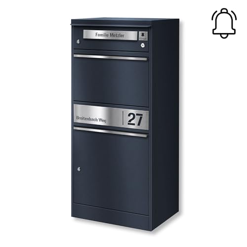 Metzler Briefkasten mit Paketfach & Funkklingel, Paketbox draussen groß XXL mit Klingel & 1 Steckdosen-Funk-Empfänger, Paketbriefkasten personalisiert in Anthrazit RAL7016, wasserdicht | Bispo Funk Metzler Briefkasten mit Paketfach & Funkklingel, Paketbox draussen groß XXL mit Klingel & 1 Steckdosen-Funk-Empfänger, Paketbriefkasten personalisiert in Anthrazit RAL7016, wasserdicht | Bispo Funk von Metzler