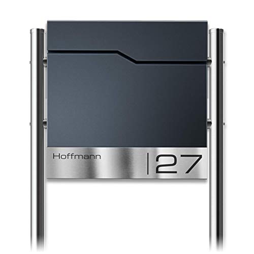 Metzler Briefkasten mit Pfosten in Anthrazit RAL 7016 Enno - Standbriefkasten mit V2A Edelstahl Namensschild & Zeitungsfach - Briefkasten mit Gravur - Postkasten, Größe: 37 x 37 x 10,5 cm Metzler Briefkasten mit Pfosten in Anthrazit RAL 7016 Enno - Standbriefkasten mit V2A Edelstahl Namensschild & Zeitungsfach - Briefkasten mit Gravur - Postkasten, Größe: 37 x 37 x 10,5 cm von Metzler
