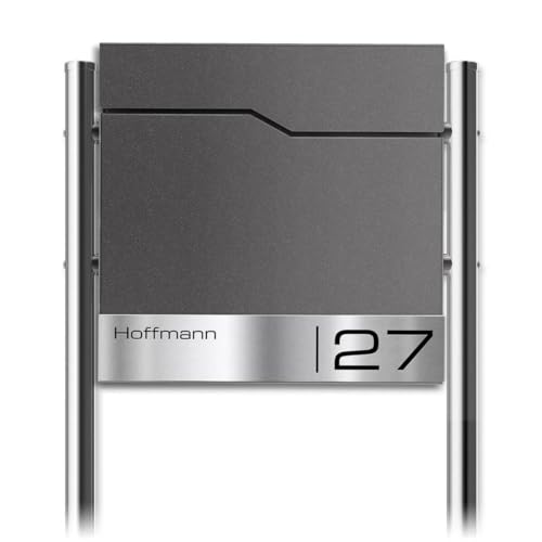 Metzler Briefkasten mit Pfosten in DB 703 Eisenglimmer Enno - Standbriefkasten mit V2A Edelstahl Namensschild & Zeitungsfach - Briefkasten mit Gravur - Postkasten, Größe: 37 x 37 x 10,5 cm Metzler Briefkasten mit Pfosten in DB 703 Eisenglimmer Enno - Standbriefkasten mit V2A Edelstahl Namensschild & Zeitungsfach - Briefkasten mit Gravur - Postkasten, Größe: 37 x 37 x 10,5 cm von Metzler