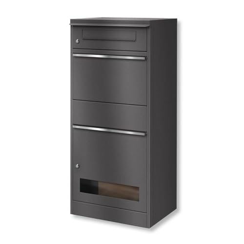 Metzler Briefkasten und Paketbox, Postbox rostfrei und massiv, Paketbriefkasten XXL, Standbriefkasten modern, DB 703 Eisenglimmer, mit Zylinderschloss, Modell Bispo Metzler Briefkasten und Paketbox, Postbox rostfrei und massiv, Paketbriefkasten XXL, Standbriefkasten modern, DB 703 Eisenglimmer, mit Zylinderschloss, Modell Bispo von Metzler