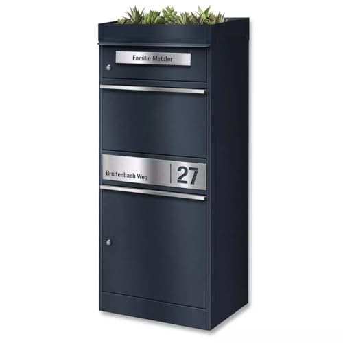 Metzler Briefkasten und Paketbox mit Pflanzdach, rostfrei & massiv, groß XXL, Standbriefkasten modern, Postbox in RAL 7016 Anthrazit, Edelstahl-Namensschild mit Gravur, Paketkasten Modell Bispo 2 Metzler Briefkasten und Paketbox mit Pflanzdach, rostfrei & massiv, groß XXL, Standbriefkasten modern, Postbox in RAL 7016 Anthrazit, Edelstahl-Namensschild mit Gravur, Paketkasten Modell Bispo 2 von Metzler