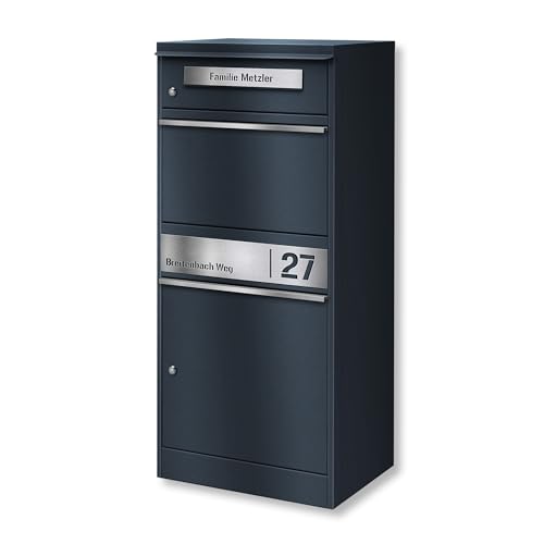 Metzler Briefkasten und Paketbox rostfrei und massiv, paketbox draussen groß XXL, Standbriefkasten modern, Paketkasten, Postbox in RAL7016 Anthrazitgrau mit Namensgravur, Modell Bispo 2 Metzler Briefkasten und Paketbox rostfrei und massiv, paketbox draussen groß XXL, Standbriefkasten modern, Paketkasten, Postbox in RAL7016 Anthrazitgrau mit Namensgravur, Modell Bispo 2 von Metzler