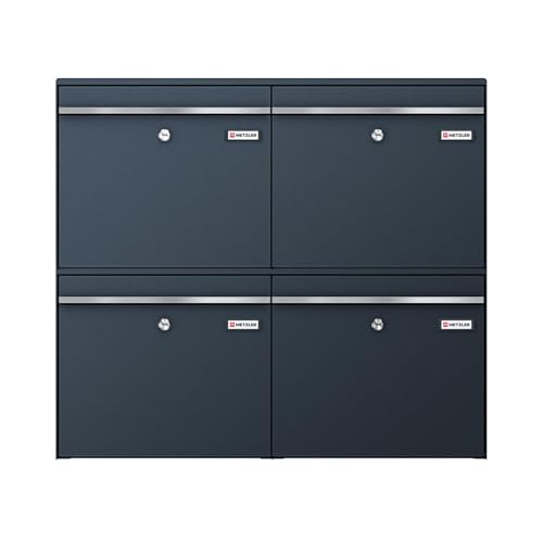 Metzler XXL Briefkastenanlage für 4 Parteien - Familienhaus aus massivem Stahl in Anthrazit RAL 7016 - mit austauschbarem namensschild - Wandmontage - 390 x 1031 x 116 mm - Bk212 Metzler XXL Briefkastenanlage für 4 Parteien - Familienhaus aus massivem Stahl in Anthrazit RAL 7016 - mit austauschbarem namensschild - Wandmontage - 390 x 1031 x 116 mm - Bk212 von Metzler