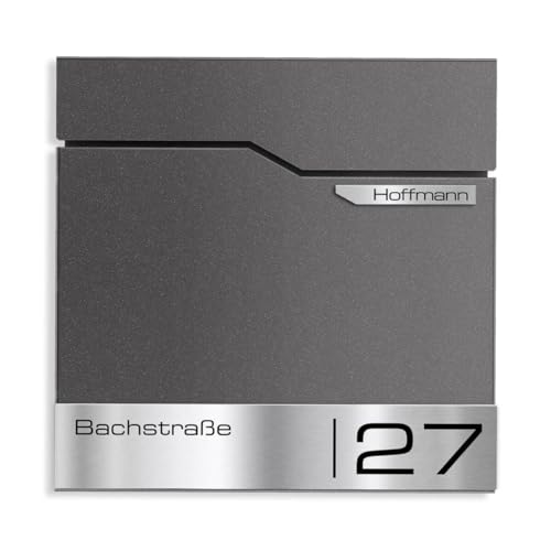 Metzler Design Briefkasten Thobe - inkl. V2A Edelstahl-Namensschild - Wandbriefkasten in Eisenglimmer DB 703 - Postkasten inkl. Zeitungsfach - Größe: 37 x 37 x 10,5 cm Metzler Design Briefkasten Thobe - inkl. V2A Edelstahl-Namensschild - Wandbriefkasten in Eisenglimmer DB 703 - Postkasten inkl. Zeitungsfach - Größe: 37 x 37 x 10,5 cm von Metzler
