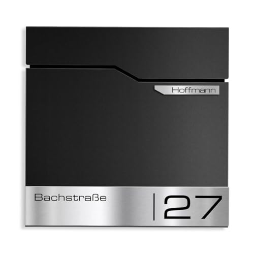 Metzler Design Briefkasten Thobe - inkl. V2A Edelstahl-Namensschild - Wandbriefkasten in Tiefschwarz RAL 9005 - Postkasten inkl. Zeitungsfach - Größe: 37 x 37 x 10,5 cm Metzler Design Briefkasten Thobe - inkl. V2A Edelstahl-Namensschild - Wandbriefkasten in Tiefschwarz RAL 9005 - Postkasten inkl. Zeitungsfach - Größe: 37 x 37 x 10,5 cm von Metzler
