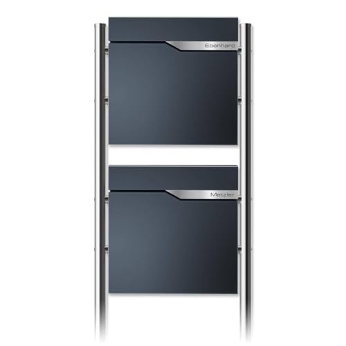 Metzler Doppel Standbriefkasten in Anthrazit RAL 7016, Pulverbeschichtet & mit Zeitungsfach - Inkl. Edelstahl Standfuß & Namensschild - Personalisierbar mit Gravur - Doppelstandbriefkasten Freistehend Metzler Doppel Standbriefkasten in Anthrazit RAL 7016, Pulverbeschichtet & mit Zeitungsfach - Inkl. Edelstahl Standfuß & Namensschild - Personalisierbar mit Gravur - Doppelstandbriefkasten Freistehend von Metzler