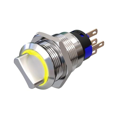 Metzler - Drehschalter 19mm - LED Ringbeleuchtung 230 V Gelb - IP50 IK10 - Edelstahl - Lötkontakte von Metzler