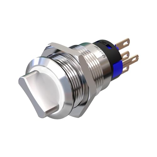 Metzler - Drehschalter 19mm - LED Ringbeleuchtung 230 V Weiß - IP50 IK10 - Edelstahl - Lötkontakte von Metzler