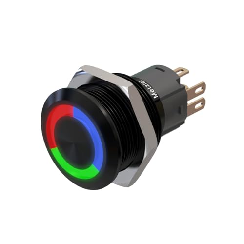 Metzler - Drucktaster 19mm - LED Ringbeleuchtung RGB - IP67 IK10 - Aluminium - Flach - Lötanschluss von Metzler