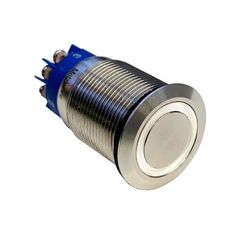 Metzler - Drucktaster 19mm - LED Ringbeleuchtung Weiß - IP67 IK10 - Edelstahl - Flach - von Metzler