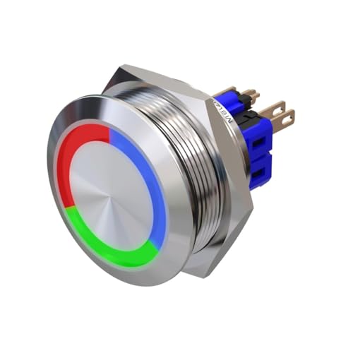 Metzler - Drucktaster 30mm - LED Ringbeleuchtung RGB - IP67 IK10 - Edelstahl - Flach - Lötkontakte von Metzler