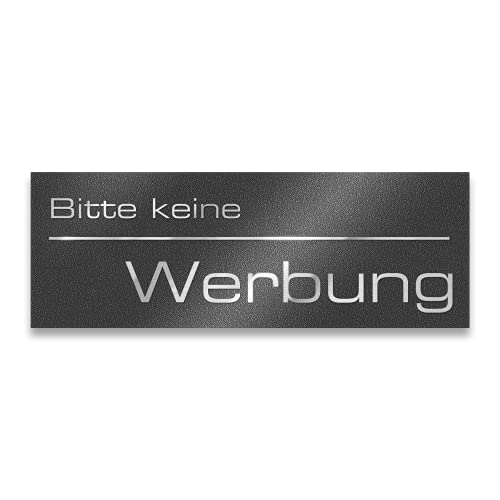 Metzler Edelstahl Briefkastenschild "Bitte keine Werbung" - Eisenglimmer DB 703 Pulverbeschichtet matt - Türschild mit selbstklebender Rückseite - Größe: 8,5 x 3 cm von Metzler