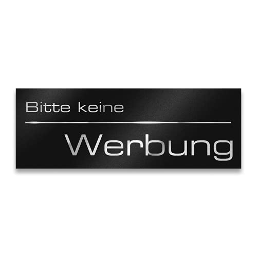 Metzler Edelstahl Briefkastenschild "Bitte keine Werbung" - Tiefschwarz RAL9005 Pulverbeschichtet matt - Türschild mit selbstklebender Rückseite - Größe: 8,5 x 3 cm Metzler Edelstahl Briefkastenschild "Bitte keine Werbung" - Tiefschwarz RAL9005 Pulverbeschichtet matt - Türschild mit selbstklebender Rückseite - Größe: 8,5 x 3 cm von Metzler