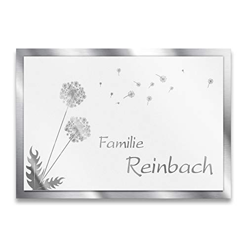 Metzler Edelstahl Namensschild Reinbach in weiß - Wetterfest & Massiv - Rostfrei & UV-Beständig - Individuelle Beschriftung - Größe: 16 x 11 cm von Metzler