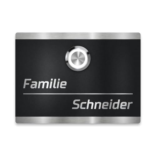 Metzler Edelstahl Türklingel in Schwarz - Türklingel aus V2A Edelstahl inkl. Gravur - LED-Klingeltaster - Pulverbeschichtung matt Feinstruktur in Tiefschwarz RAL9005 - Größe: 11 x 8 cm Metzler Edelstahl Türklingel in Schwarz - Türklingel aus V2A Edelstahl inkl. Gravur - LED-Klingeltaster - Pulverbeschichtung matt Feinstruktur in Tiefschwarz RAL9005 - Größe: 11 x 8 cm von Metzler