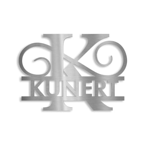 Metzler Türschild Edelstahl Monogramm, Personalisiertes Namensschild in V2A Stahl, Individueller Schriftzug Klingelschild, Rostfreier & Wetterfest, Made in Germany, Größe: 27 x 18 cm von Metzler