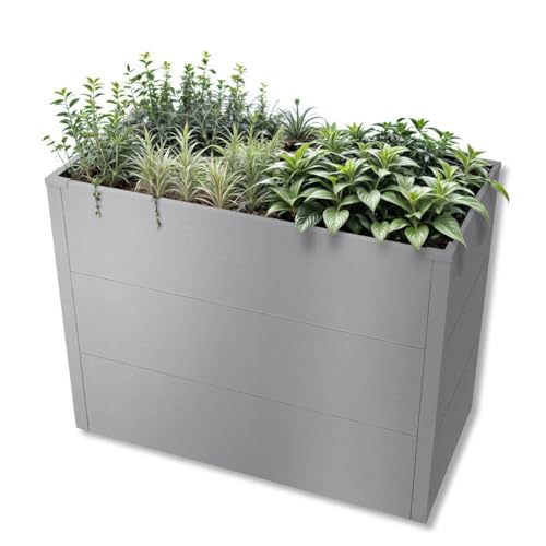 Metzler Hochbeet für den Garten oder Balkon – Stahl in Grau | Witterungsbeständiges Metall-Gartenbeet, Pflanzenbeet, Blumenhochbeet | 100 x 50 x 77 cm von Metzler
