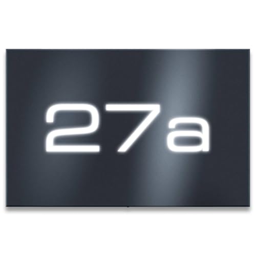 Metzler LED-Hausnummernschild 3-stellig | Edelstahl pulverbeschichtet in Anthrazit RAL 7016 | Beleuchtetes Design-Schild 31x20 cm | witterungsbeständig & modern von Metzler