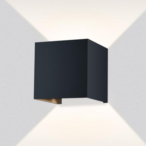 Metzler LED Wandleuchte in Anthrazit Up-Down-Light IP 65 warmweiß, Wandlampe 9 W, 3000 K, Außenlampe eckig mit einstellbarem Lichtkegel, Leuchte für Innen- und Außenbereich von Metzler
