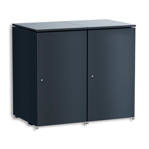 Metzler Mülltonnenbox 2er 240L in Anthrazit | Für 2 Tonnen aus Aluminium rostfrei & abschließbar | Mülltonnenverkleidung außen mit Automatikdeckel & höhenverstellbare Füße | Müllbox für Garten von Metzler