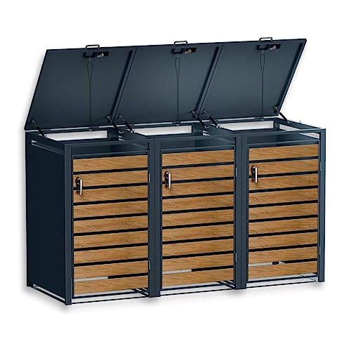 Metzler Mülltonnenbox 3er 240L 240L in Anthrazit & Holzoptik | 3 Tonnen | wetterfest | Container | Abfallbehälter | Tonnenhaus | abschließbar | Gartenbox | Müllbox Metzler Mülltonnenbox 3er 240L 240L in Anthrazit & Holzoptik | 3 Tonnen | wetterfest | Container | Abfallbehälter | Tonnenhaus | abschließbar | Gartenbox | Müllbox von Metzler