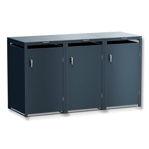 Metzler Mülltonnenbox 3er 240L aus massivem Stahl in Anthrazit | 3 Tonnen | wetterfest Container | Abfallbehälter | Tonnenhaus | abschließbar | Gartenbox | Müllbox Metzler Mülltonnenbox 3er 240L aus massivem Stahl in Anthrazit | 3 Tonnen | wetterfest Container | Abfallbehälter | Tonnenhaus | abschließbar | Gartenbox | Müllbox von Metzler