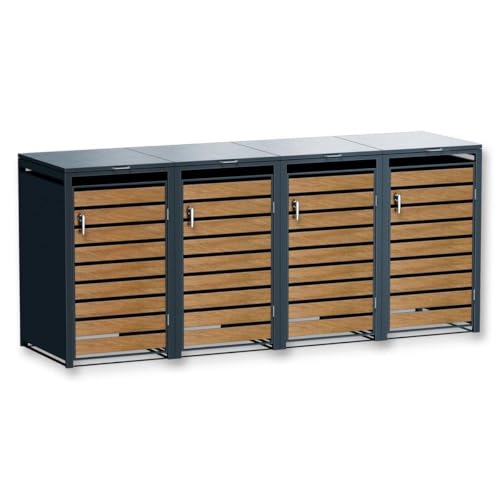 Metzler Mülltonnenbox 4 Tonnen 240L und Holz in Anthrazit | wetterfest | Container | Abfallbehälter | Tonnenhaus | abschließbar | Gartenbox | Müllbox Metzler Mülltonnenbox 4 Tonnen 240L und Holz in Anthrazit | wetterfest | Container | Abfallbehälter | Tonnenhaus | abschließbar | Gartenbox | Müllbox von Metzler