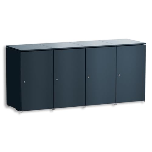Metzler Mülltonnenbox 4er 240L in Anthrazit | Für 4 Tonnen aus Aluminium rostfrei & abschließbar | Mülltonnenverkleidung außen mit Automatikdeckel & höhenverstellbare Füße | Müllbox für Garten Metzler Mülltonnenbox 4er 240L in Anthrazit | Für 4 Tonnen aus Aluminium rostfrei & abschließbar | Mülltonnenverkleidung außen mit Automatikdeckel & höhenverstellbare Füße | Müllbox für Garten von Metzler