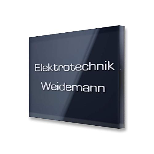 Metzler Namensschild - Türschild - Edelstahl & Acrylglas - inkl. Beschriftung in 3D-Tiefengravur (100 x 40 mm, Anthrazit (RAL7016)) von Metzler