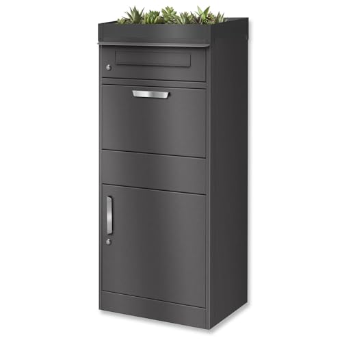 Metzler Paketbox mit Pflanzdach, Postbox rostfrei & massiv Paketbriefkasten XXL, Standbriefkasten modern in DB 703 Eisenglimmer, kontaktlose Zustellung, witterungsbeständig Modell Bispo Metzler Paketbox mit Pflanzdach, Postbox rostfrei & massiv Paketbriefkasten XXL, Standbriefkasten modern in DB 703 Eisenglimmer, kontaktlose Zustellung, witterungsbeständig Modell Bispo von Metzler
