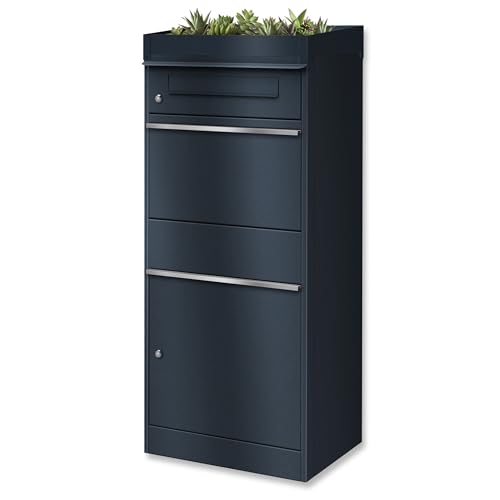 Metzler Paketbox mit Pflanzdach, Postbox rostfrei & massiv Paketbriefkasten XXL, Standbriefkasten modern in RAL 7016 Anthrazit, kontaktlose Zustellung, witterungsbeständig Modell Bispo Metzler Paketbox mit Pflanzdach, Postbox rostfrei & massiv Paketbriefkasten XXL, Standbriefkasten modern in RAL 7016 Anthrazit, kontaktlose Zustellung, witterungsbeständig Modell Bispo von Metzler
