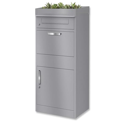 Metzler Paketbox mit Pflanzdach, Postbox rostfrei & massiv Paketbriefkasten XXL, Standbriefkasten modern in RAL 9007 Graualuminium, kontaktlose Zustellung, witterungsbeständig Modell Bispo Metzler Paketbox mit Pflanzdach, Postbox rostfrei & massiv Paketbriefkasten XXL, Standbriefkasten modern in RAL 9007 Graualuminium, kontaktlose Zustellung, witterungsbeständig Modell Bispo von Metzler
