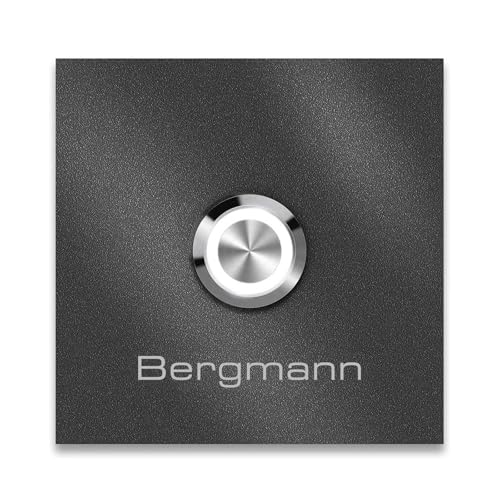 Metzler Türklingel Bergmann in Eisenglimmer - Haustürklingel Pulverbeschichtet in DB 703 - Made in Germany - Klingel Haustür aus Edelstahl V2A - LED Drucktaster wählbar - Größe: 11 x 11 cm von Metzler