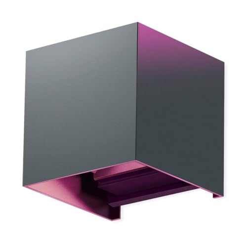 Metzler Smart Wandleuchte LED RGB+Warmweiß Lampe in Basaltgrau RAL 7012 - Up and Down Cube Leuchte Aussen/Innen dimmbar - Aussenleuchte Steuerbar per App mit über 100 Farboptionen - 10 x 10 x 10 cm von Metzler