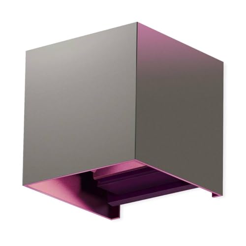 Metzler Smart Wandleuchte LED RGB+Warmweiß Lampe in Quarzgrau RAL 7039 - Up and Down Cube Leuchte Aussen/Innen dimmbar - Aussenleuchte Steuerbar per App mit über 100 Farboptionen - 10 x 10 x 10 cm von Metzler