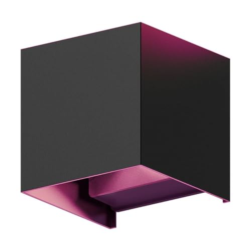 Metzler Smart Wandleuchte LED RGB+Warmweiß Lampe in Tiefschwarz RAL 9005 - Up and Down Cube Leuchte Aussen/Innen dimmbar - Aussenleuchte Steuerbar per App mit über 100 Farboptionen - 10 x 10 x 10 cm von Metzler
