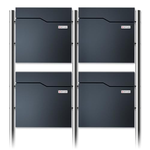 Metzler Standbriefkasten für 4 Parteien in Anthrazit RAL 7016 – Briefkasten freistehend 4er für Mehrfamilienhaus mit Zeitungsfach, Edelstahl Standfüße und austauschbarem Namensschild Metzler Standbriefkasten für 4 Parteien in Anthrazit RAL 7016 – Briefkasten freistehend 4er für Mehrfamilienhaus mit Zeitungsfach, Edelstahl Standfüße und austauschbarem Namensschild von Metzler