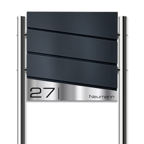 Metzler Standbriefkasten Neumann in Anthrazit RAL 7016 - Design Briefkasten inkl. Ständer & Zeitungsfach - Namensschild aus V2A Edelstahl - Postkasten - Größe: 37 x 37 x 10,5 cm - Höhe 120 cm Metzler Standbriefkasten Neumann in Anthrazit RAL 7016 - Design Briefkasten inkl. Ständer & Zeitungsfach - Namensschild aus V2A Edelstahl - Postkasten - Größe: 37 x 37 x 10,5 cm - Höhe 120 cm von Metzler