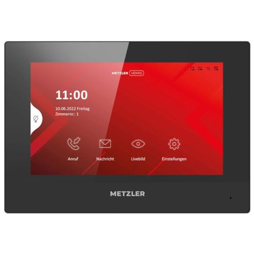 Metzler VDM10 2.0 Innenstation Home, 7 Zoll Touchscreen, LAN + PoE, Schwarz | 200 mm × 140 mm × 25.1 mm. von Metzler