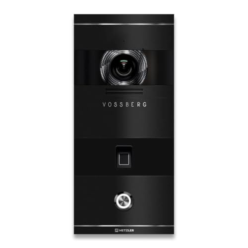 Metzler VDM10 2.0 Video Sprechanlage mit Türöffner (Stromversorgung) & Fingerprint - Anschluss LAN POE - Türsprechanlage mit HD-Kamera - 1 Familienhaus Sprechanlage - in RAL 9005 Tiefschwarz | Niko von Metzler