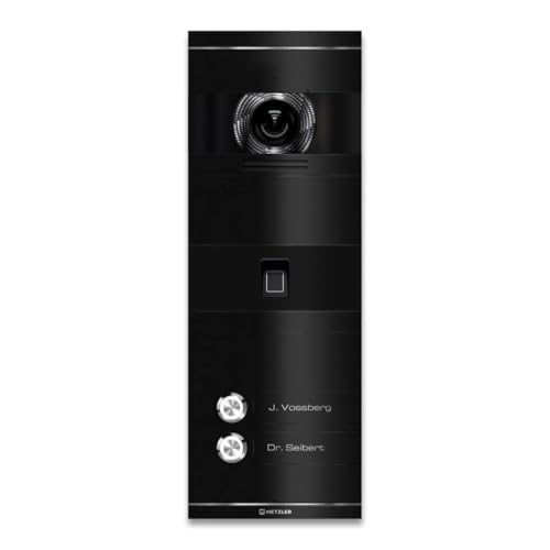 Metzler VDM10 2.0 Video Sprechanlage mit Türöffner (Stromversorgung) & Fingerprint - Anschluss LAN POE - Türsprechanlage mit HD-Kamera - 2 Familienhaus Sprechanlage - in RAL 9005 Tiefschwarz | Niko von Metzler