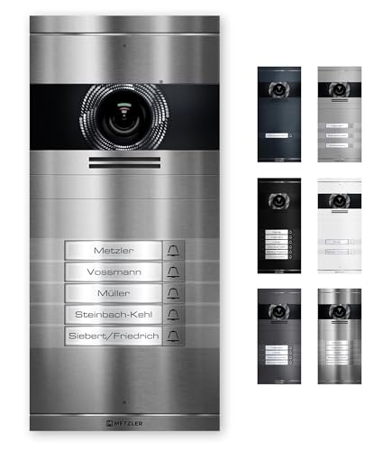 Metzler VDM10 2.0 Video Türsprechanlage, Sprechanlage Individuell konfigurierbar mit austauschbarem Namensschild, Anschlussart (LAN PoE / 2-Draht IP), Optional mit Innenstation - Aus V2A Edelstahl von Metzler