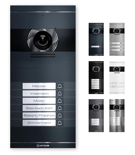 Metzler VDM10 2.0 Video Türsprechanlage, Sprechanlage Individuell konfigurierbar mit austauschbarem Namensschild, Anschlussart (LAN PoE / 2-Draht IP), Optional mit Innenstation - In Anthrazit von Metzler